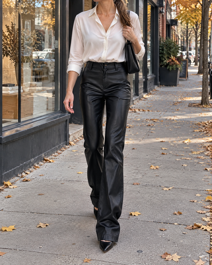 Roxane - Faux Leather Flare Pants
