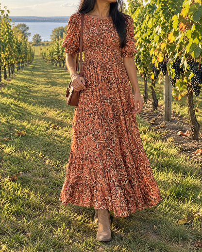 Garance - Frilled Waist Swing Maxi Dress