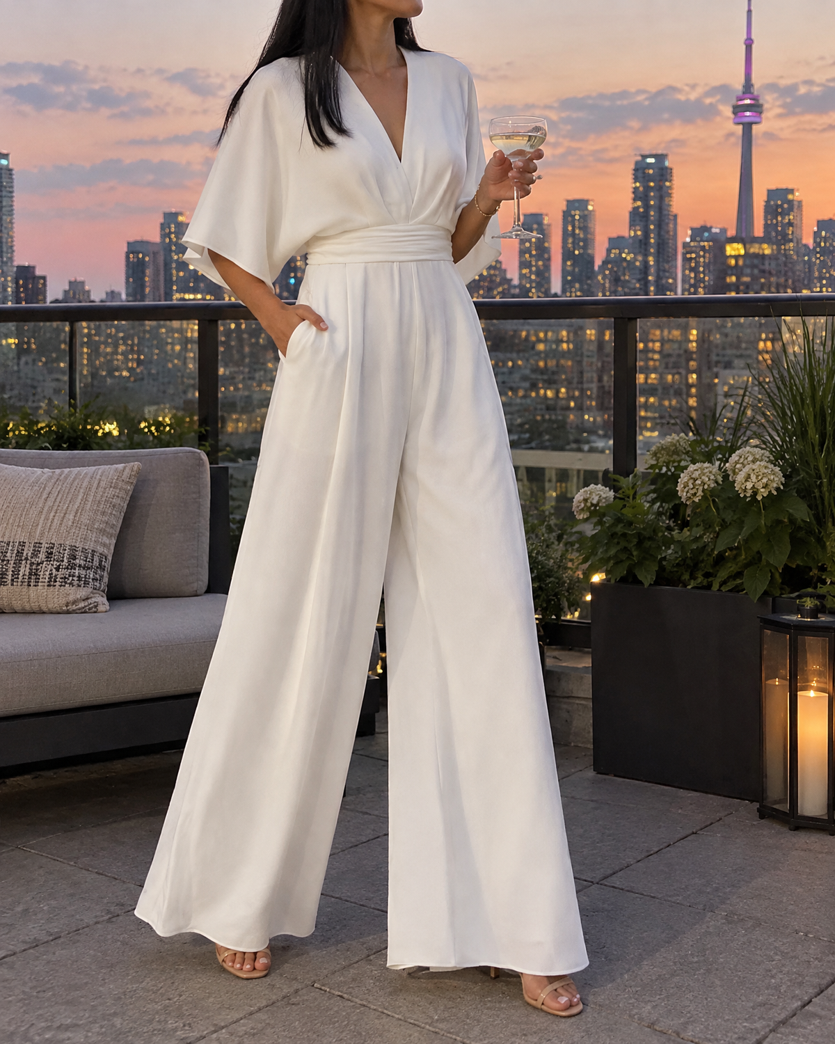 Eleonore - Kimono Sleeve Wide Leg Jumpsuit