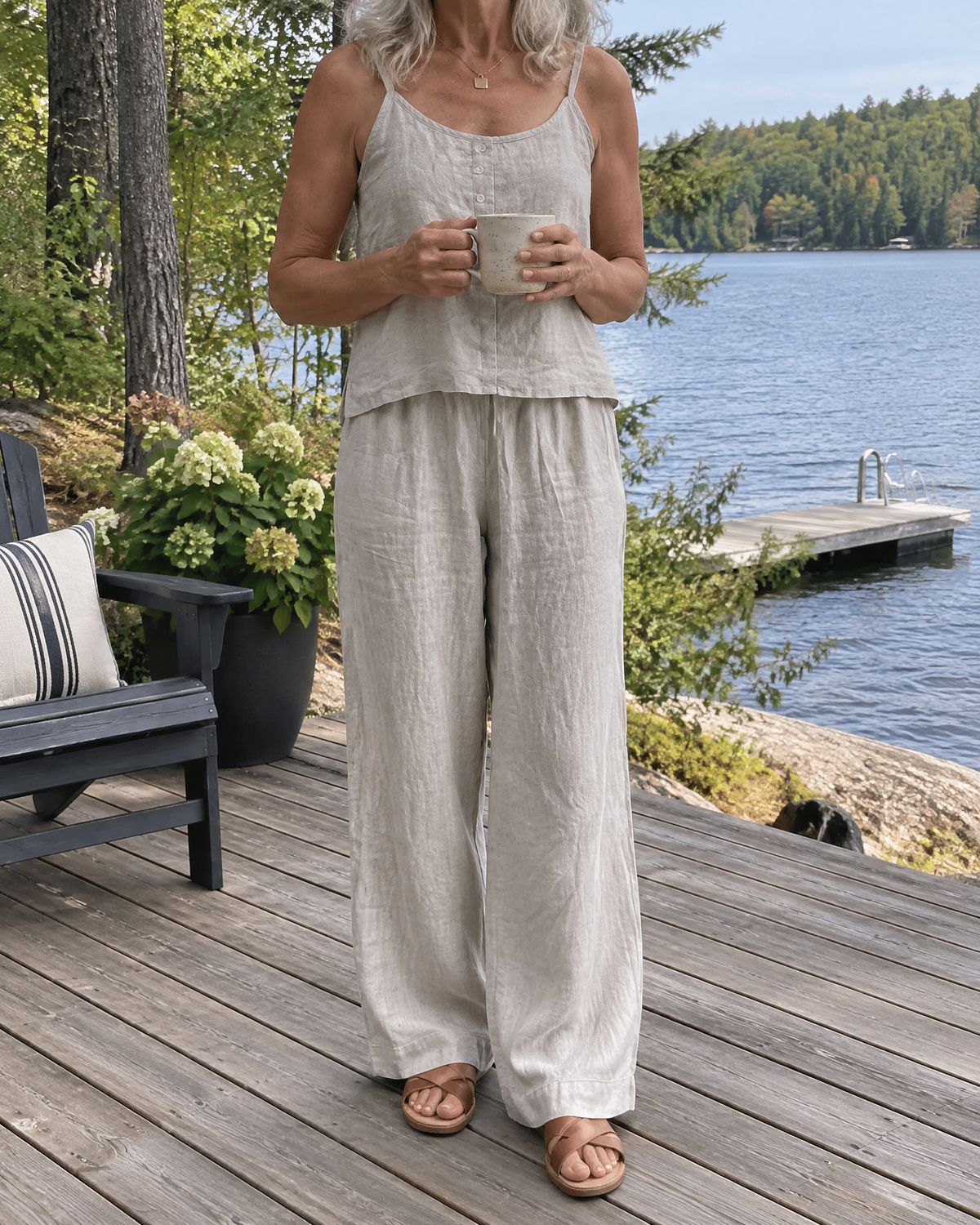 Odile - Cotton Linen Cami Set