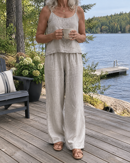 Odile - Cotton Linen Cami Set