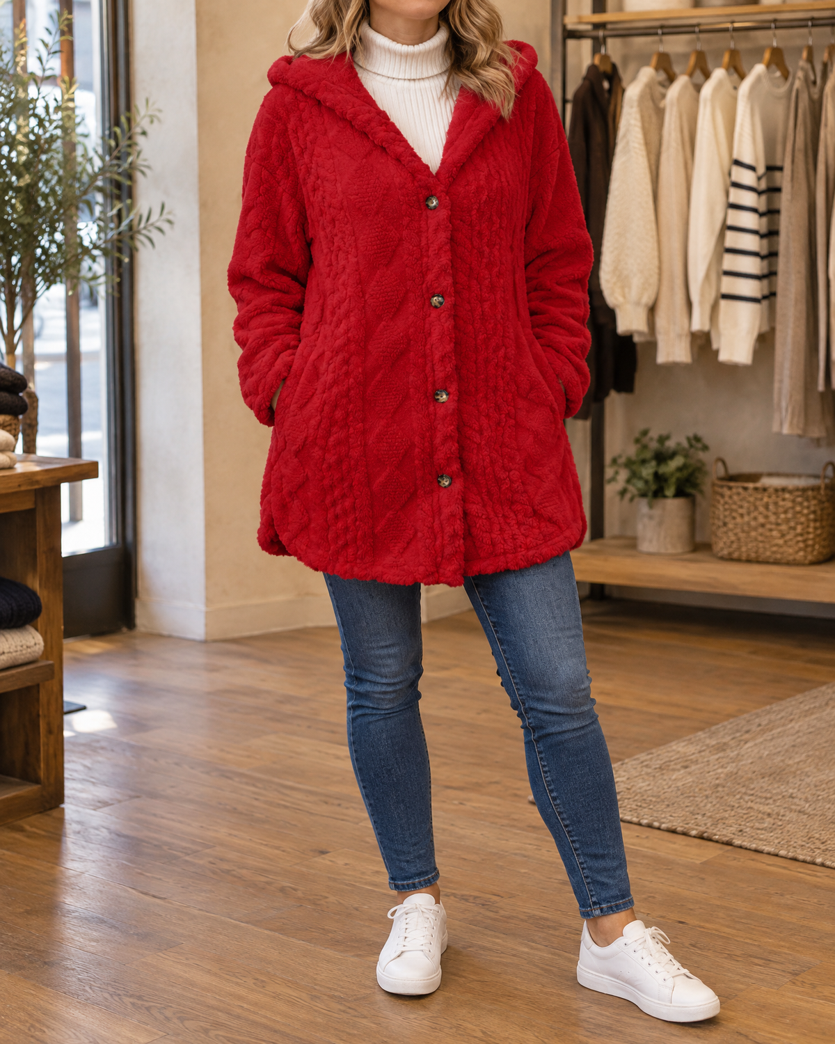Corinne - Hooded Sherpa Jacket