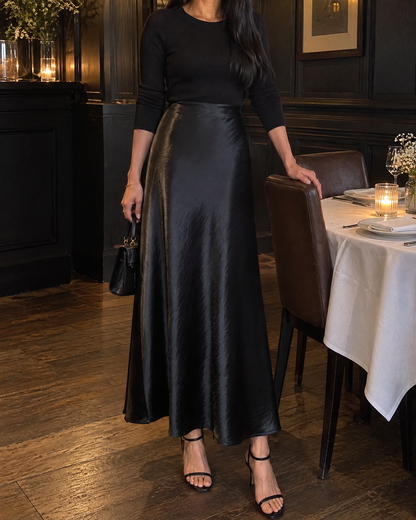 Noemie - High Waist Satin Skirt