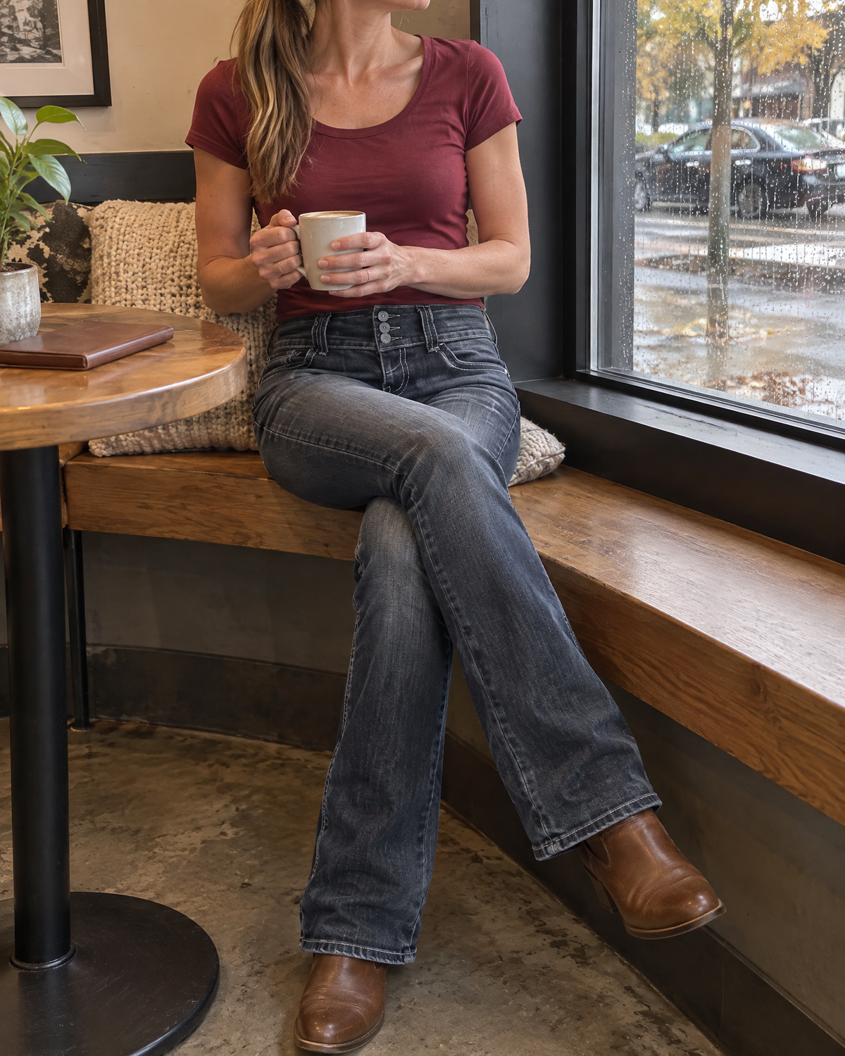 Marianne - Button Fly Bootcut Jeans