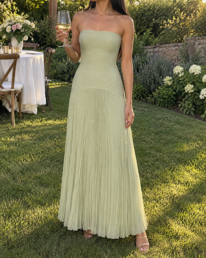 Theodora - Strapless Pleated Maxi Dress