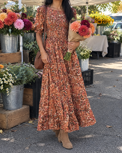 Garance - Frilled Waist Swing Maxi Dress