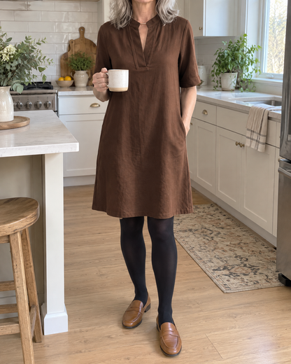 Irene - Notch Neck Shift Dress