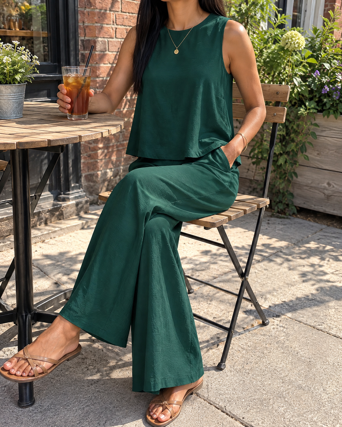 Noelle - Sleeveless Top and Wide Leg Pants Set