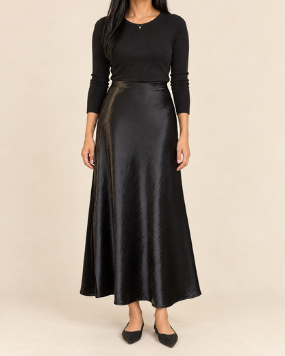 Noemie - High Waist Satin Skirt