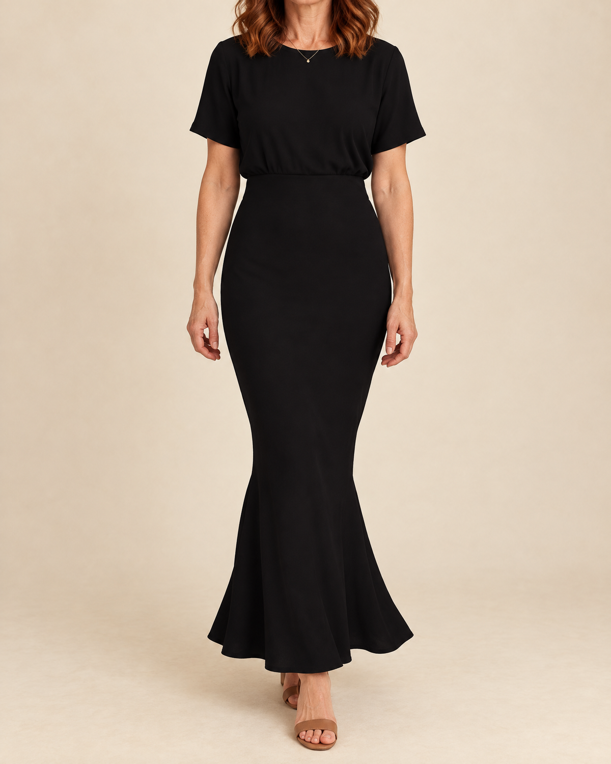 Eloise - Short Sleeve Fishtail Maxi Dress