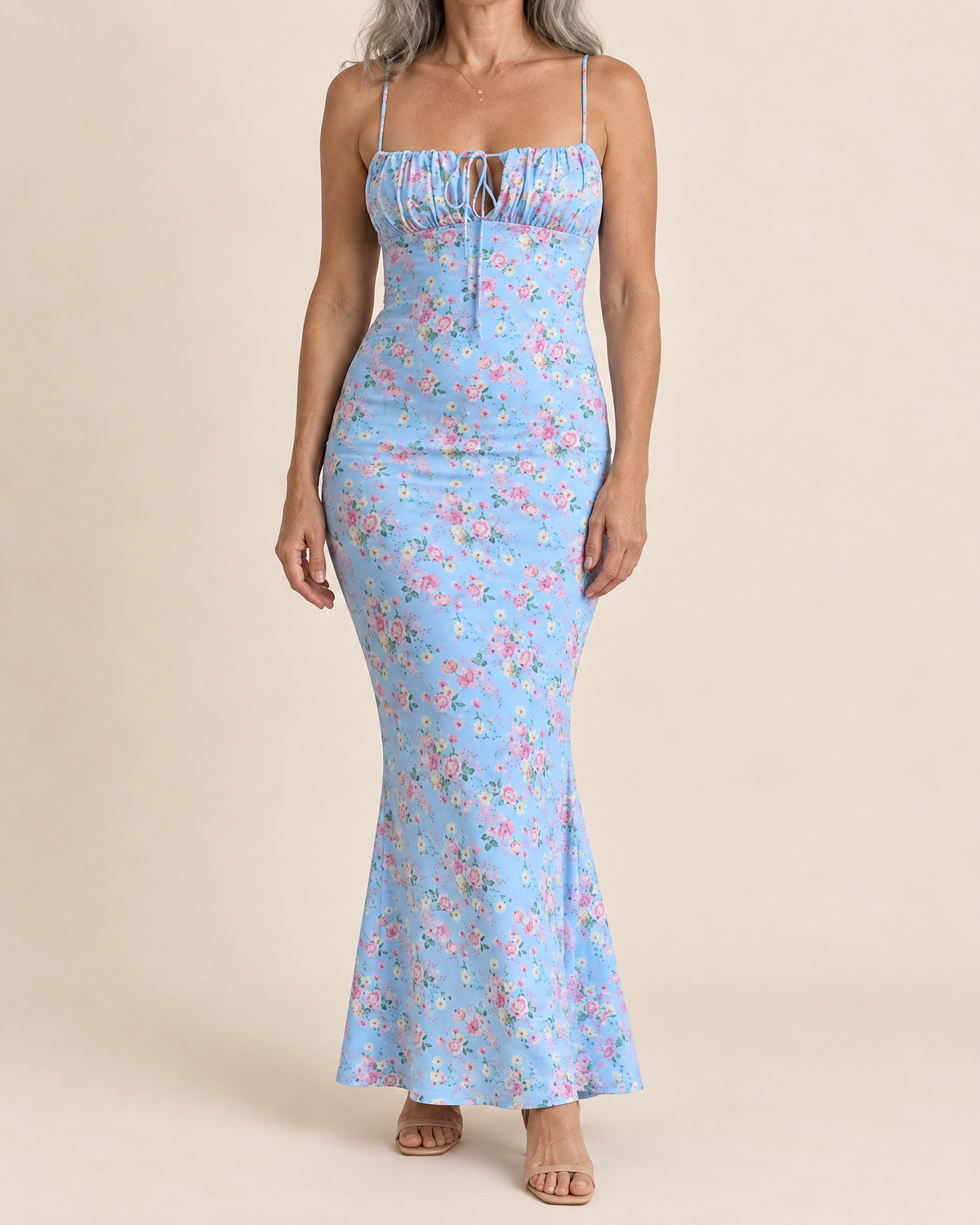 Adele - Floral Cami Fishtail Maxi Dress