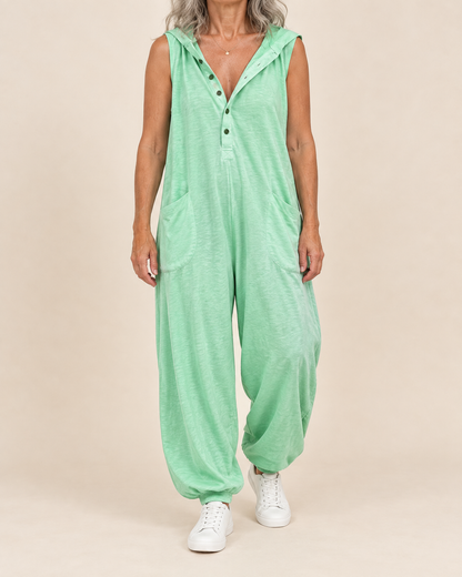 Gabrielle - Hooded Button Jumpsuit