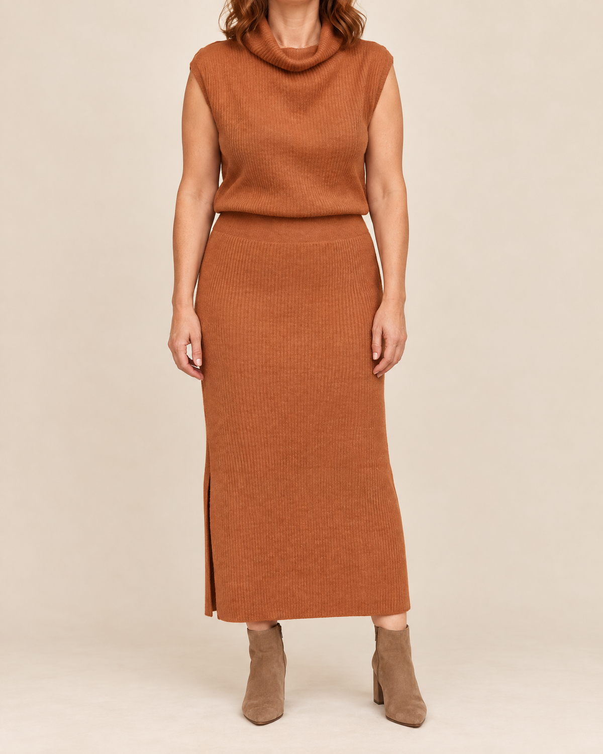 Berenice - Sleeveless Turtleneck Knit Set