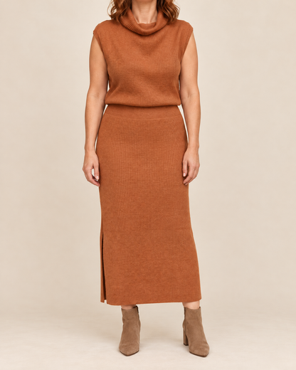 Berenice - Sleeveless Turtleneck Knit Set