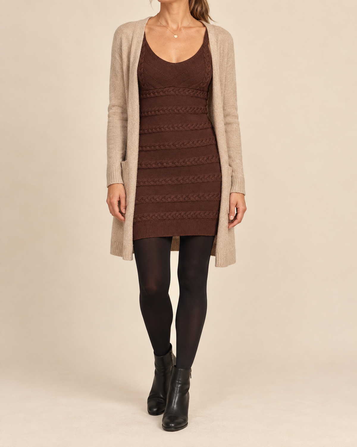 Edith - Cable Knit Cami Mini Dress