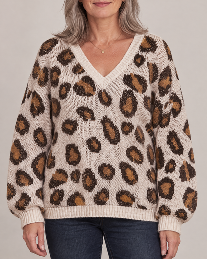Paulette - Leopard V-Neck Sweater