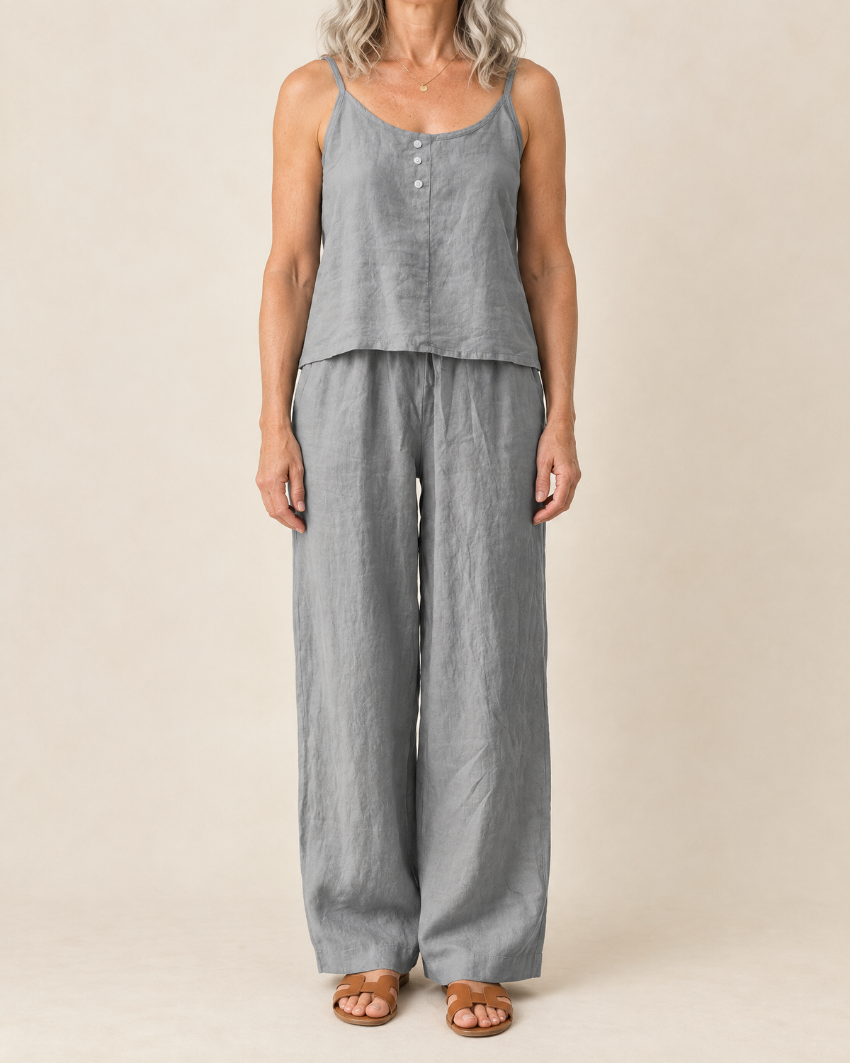Odile - Cotton Linen Cami Set