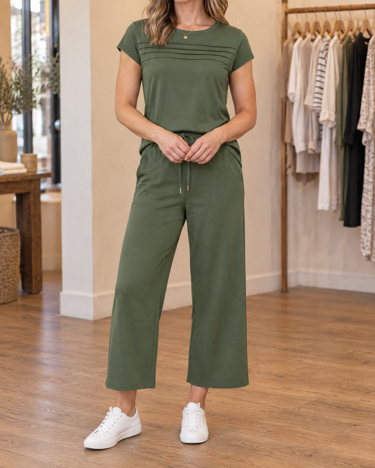 Anouk - Pleated Tee and Cropped Trouser Set