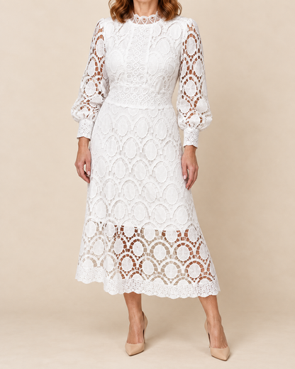 Margaux - Lace Puff Sleeve Midi Dress