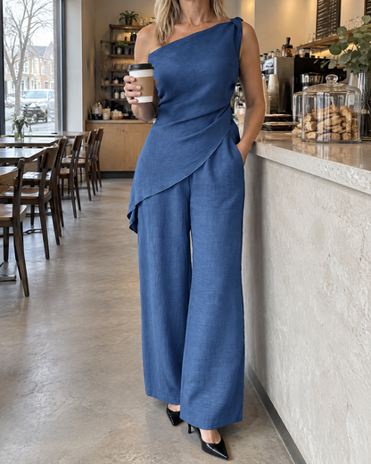 Daphne - One-Shoulder Draped Set