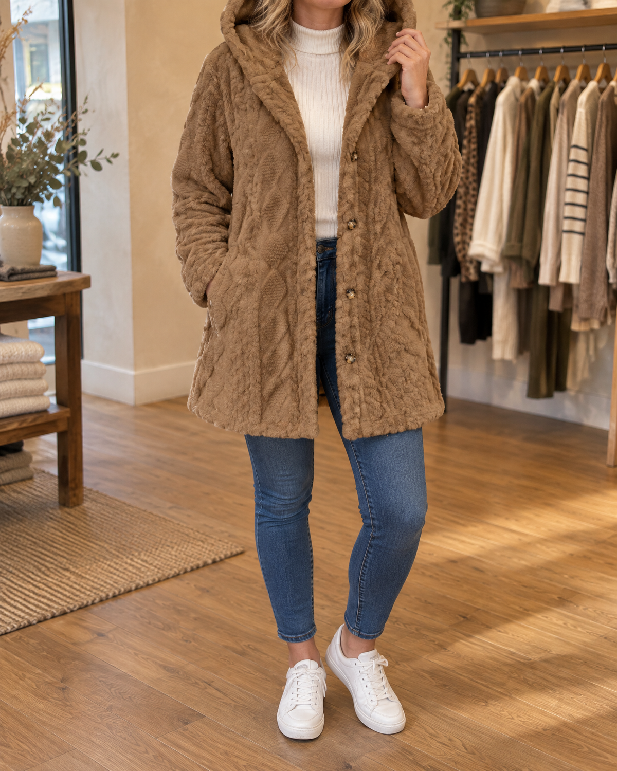 Corinne - Hooded Sherpa Jacket