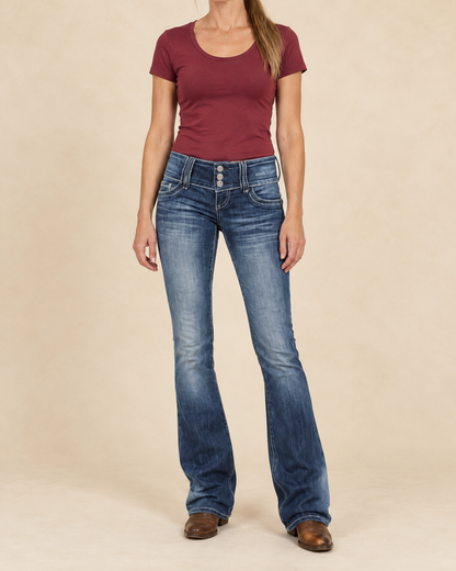 Marianne - Button Fly Bootcut Jeans