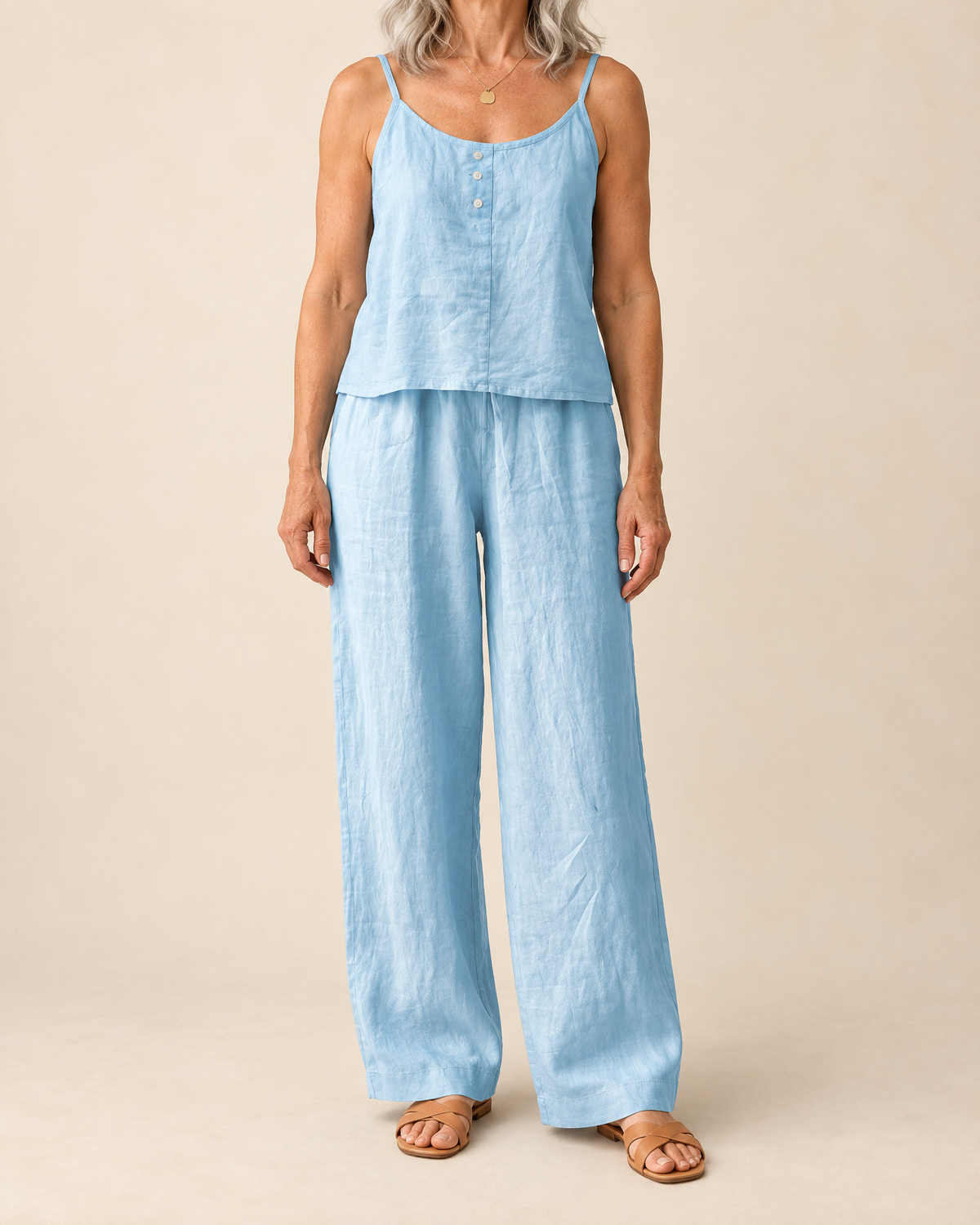 Odile - Cotton Linen Cami Set