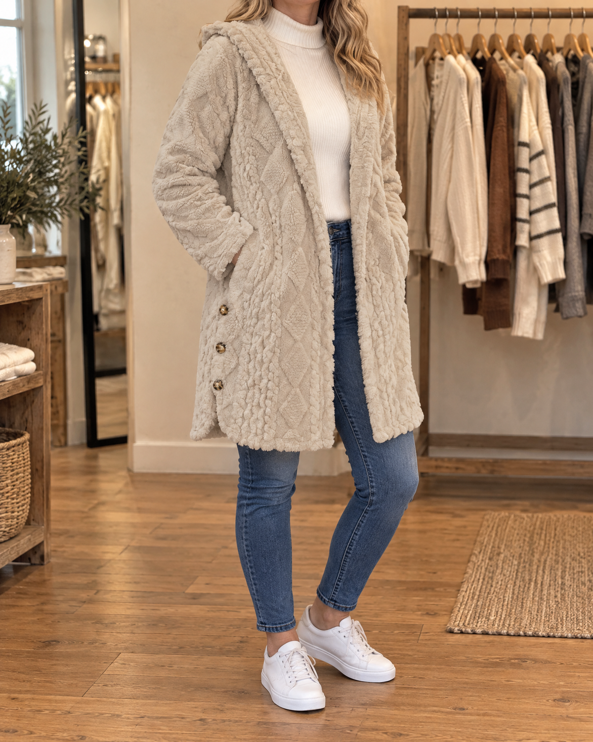 Corinne - Hooded Sherpa Jacket