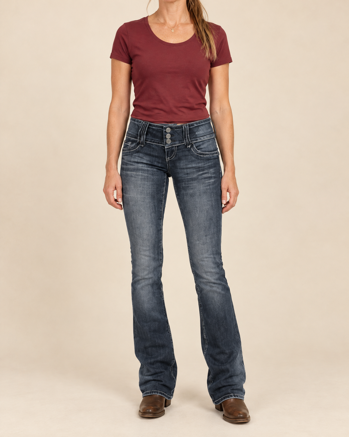 Marianne - Button Fly Bootcut Jeans