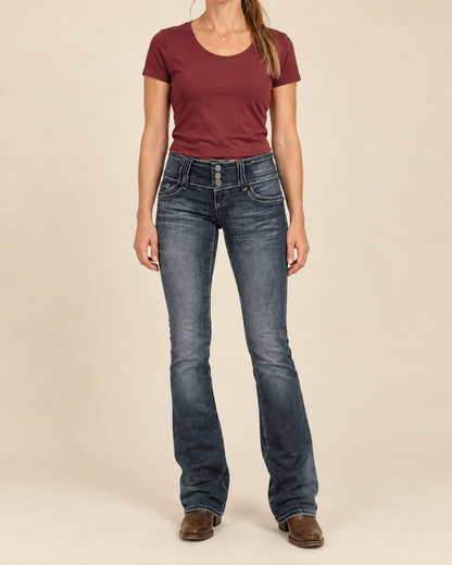 Marianne - Button Fly Bootcut Jeans