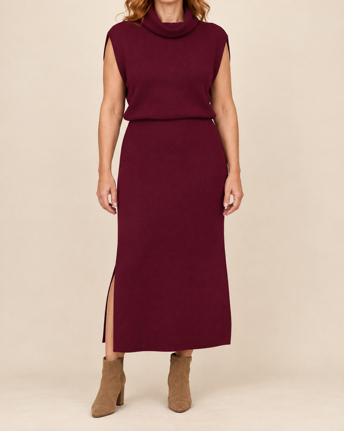 Berenice - Sleeveless Turtleneck Knit Set