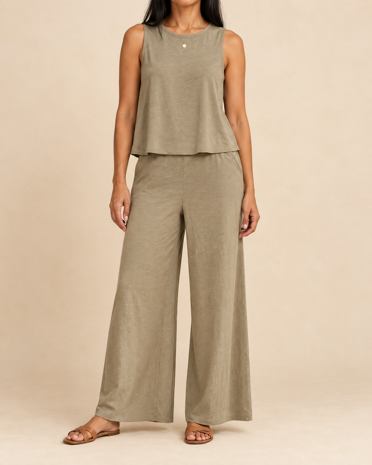 Noelle - Sleeveless Top and Wide Leg Pants Set