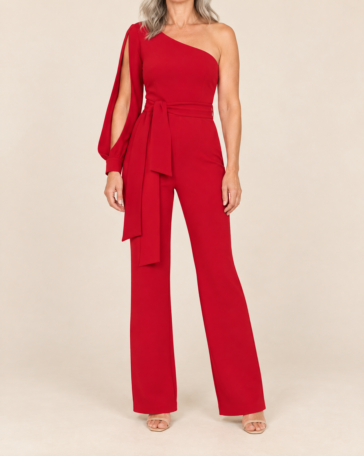 Isabeau - One Shoulder Tie Jumpsuit
