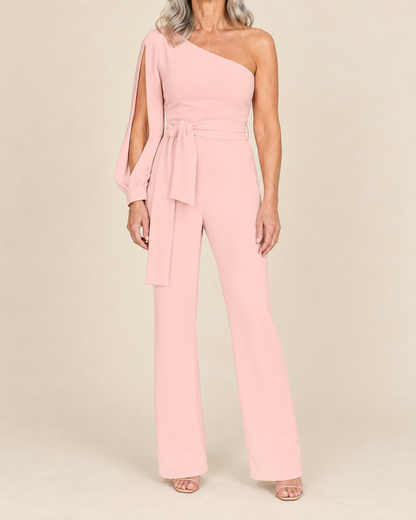 Isabeau - One Shoulder Tie Jumpsuit