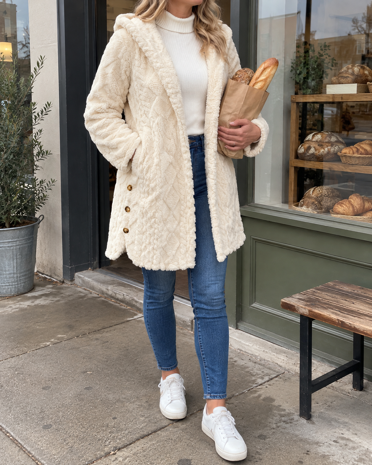 Corinne - Hooded Sherpa Jacket