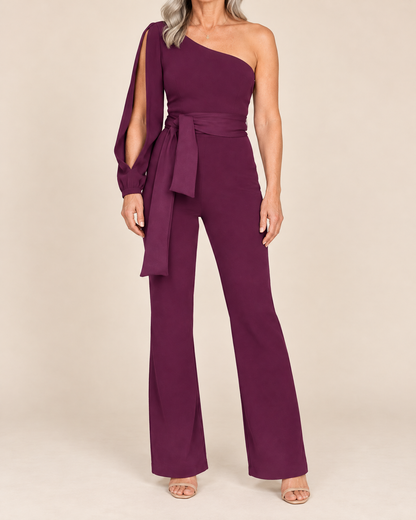 Isabeau - One Shoulder Tie Jumpsuit