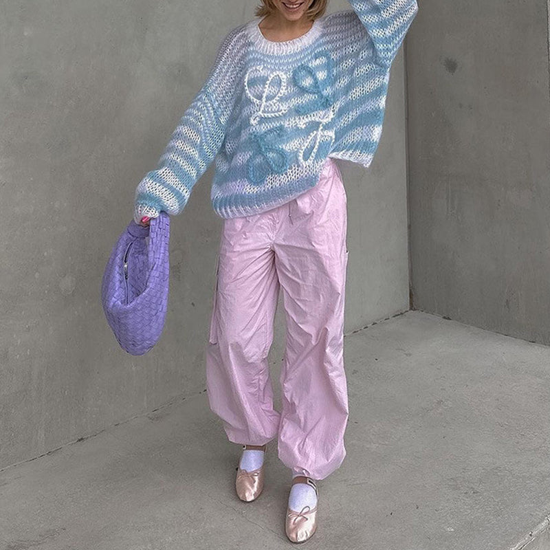Casual Colorful Striped Knitted Sweater
