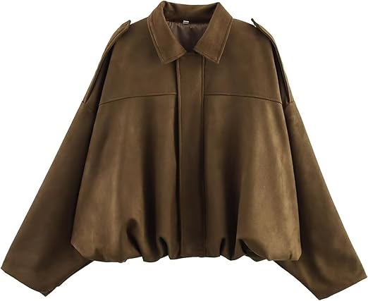 Womens Suede Lapel Pilot Cropped Jacket