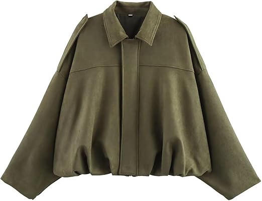 Womens Suede Lapel Pilot Cropped Jacket