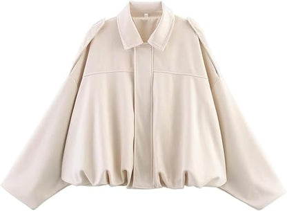 Womens Suede Lapel Pilot Cropped Jacket