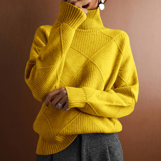 Turtleneck loose lozenge long-sleeved winter sweater
