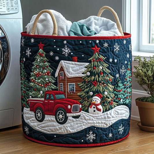 Christmas Cabin Pickup Laundry Basket